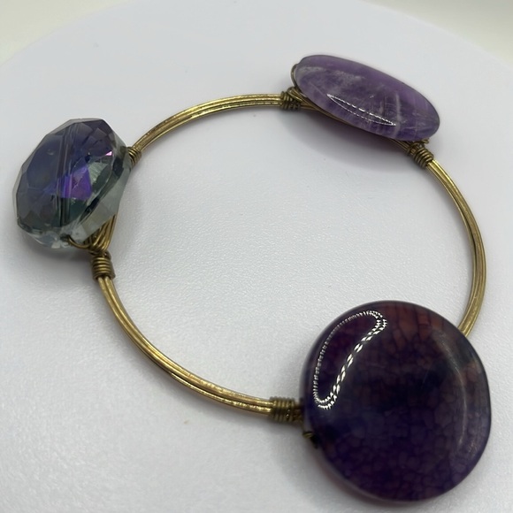 Elegant Purple Dyed Agate Bangle Bracelet - Picture 8 of 8
